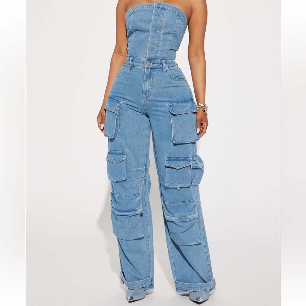 Fashion Nova Denim Jumpsuit Worn 1x
